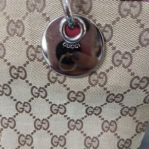 Vintage Gucci Monogram Canvas Shoulder bag- Medium- Signature canvas with pink
